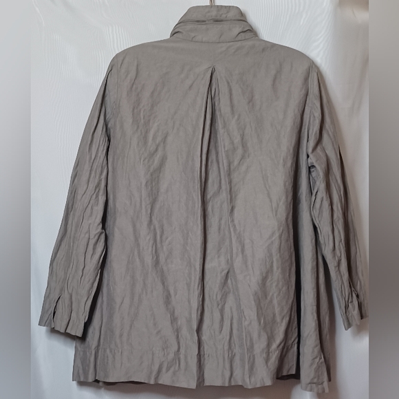EILEEN FISHER WOMAN Gray Rumpled Cotton Steel Jacket.2X - Picture 8 of 12